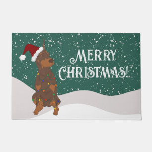 Christmas Doberman Pinscher  Doormat