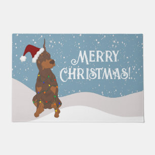 Christmas Doberman Pinscher Doormat
