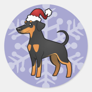 Christmas Doberman Pinscher (floppy ears) Classic Round Sticker