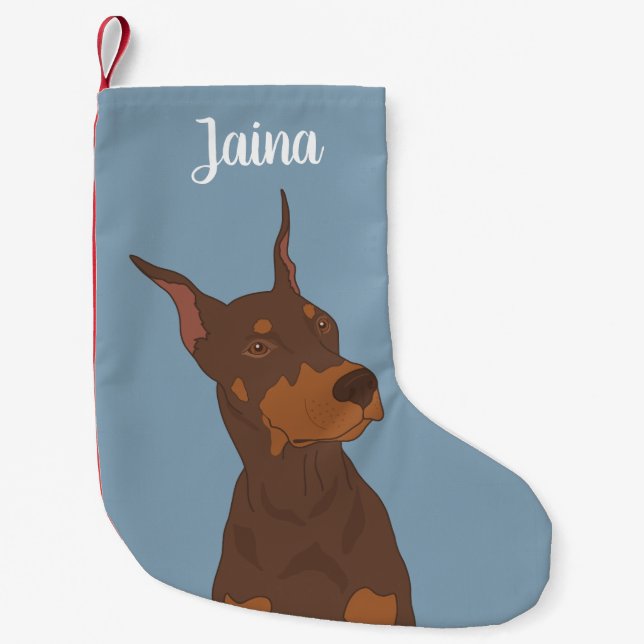 Christmas Doberman Pinscher   Small Christmas Stocking (Front)