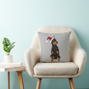 Christmas Doberman Pinscher  Throw Pillow