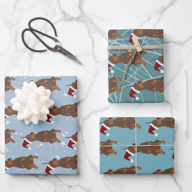 Christmas Doberman Pinscher  Wrapping Paper Sheet (Front)