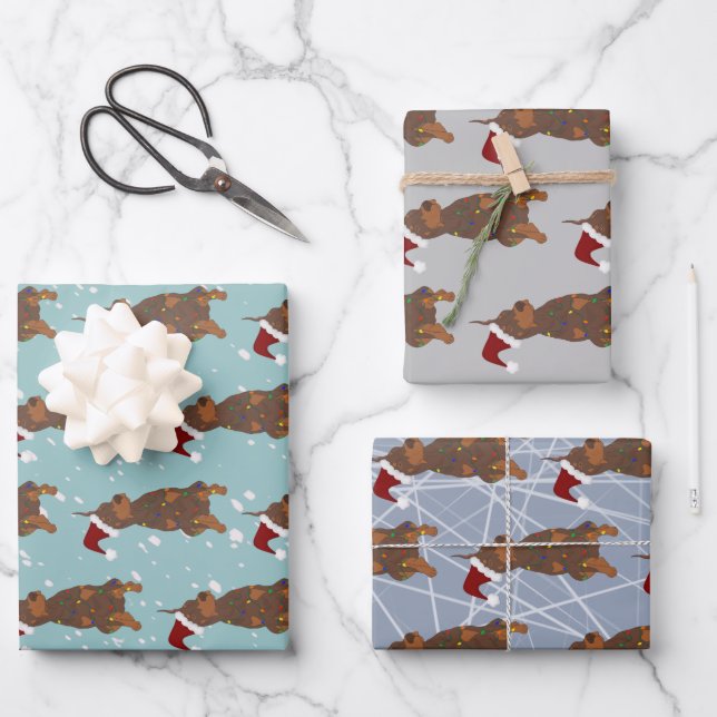 Christmas Doberman Pinscher Wrapping Paper Sheet (Front)