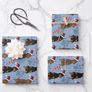 Christmas Doberman Pinscher Wrapping Paper Sheet