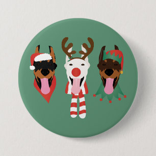 Christmas Dobermann Dogs 3 Inch Round Button