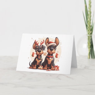 Christmas Dobermann Dogs Holiday Card