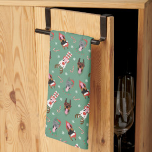 Christmas Dobermann Dogs Kitchen Towel