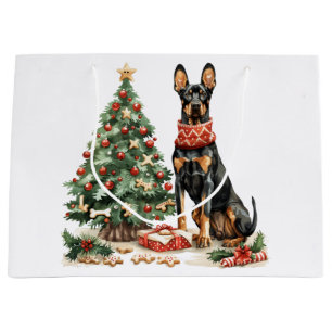 Christmas Dobermann Dogs Large Gift Bag