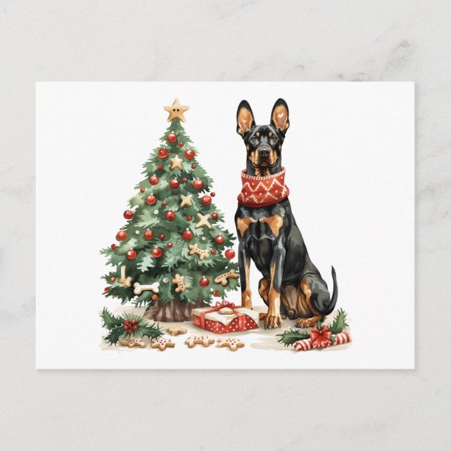 Christmas Dobermann Dogs Postcard (Front)