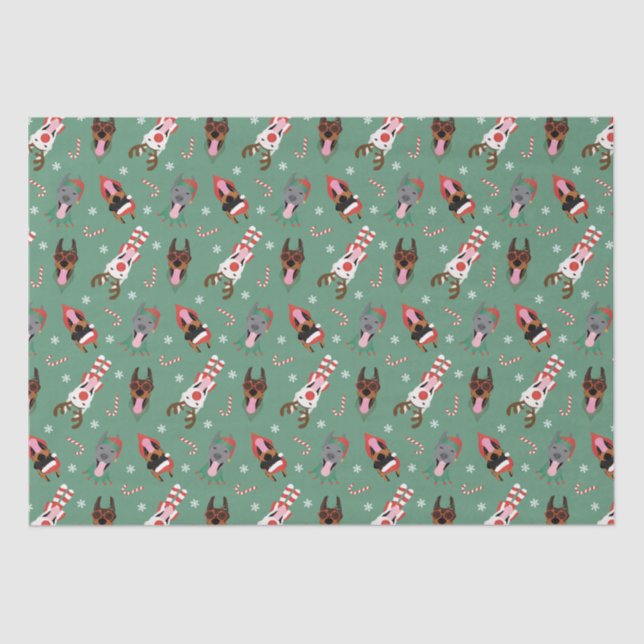 Christmas Dobermann Dogs Tissue Paper (Front)