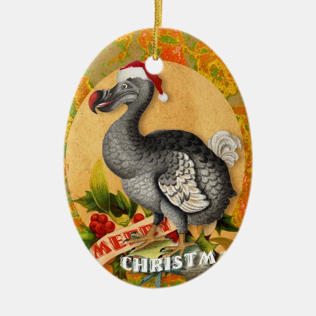 Christmas Dodo Bird Ceramic Ornament (Front)