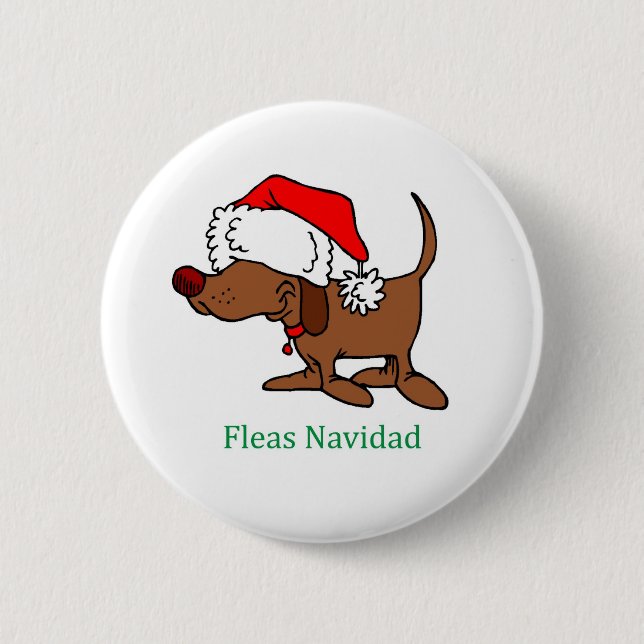 Christmas Dog 2 Inch Round Button (Front)