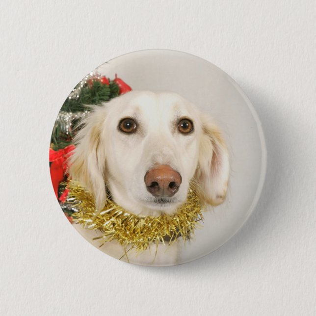 Christmas Dog 2 Inch Round Button (Front)