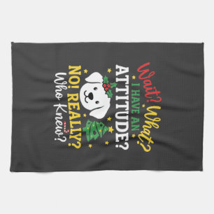 Christmas Dog Attitude Holiday Humour Kitchen Towel