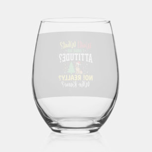Christmas Dog Attitude Humour Stemless Wine Glass