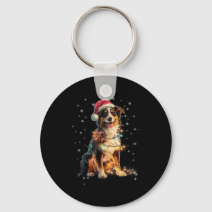 Christmas Dog Australian Shepherd Santa Xmas Women Keychain