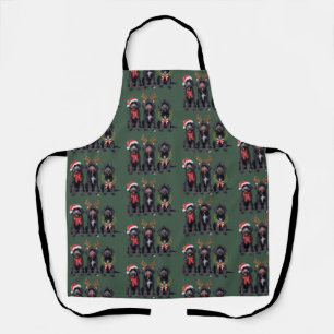 Christmas Dog Black Goldendoodle Doodle Mom Winter Apron