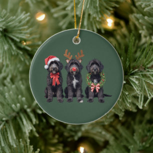 Christmas Dog Black Goldendoodle Doodle Mom Winter Ceramic Ornament