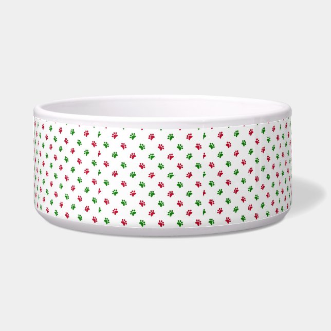 Christmas Dog Bowl Paw Prints (Front)