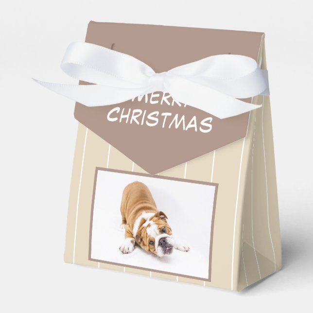 Christmas Dog Bulldog Puppy Photo Personalizable Favor Box (Front Side)