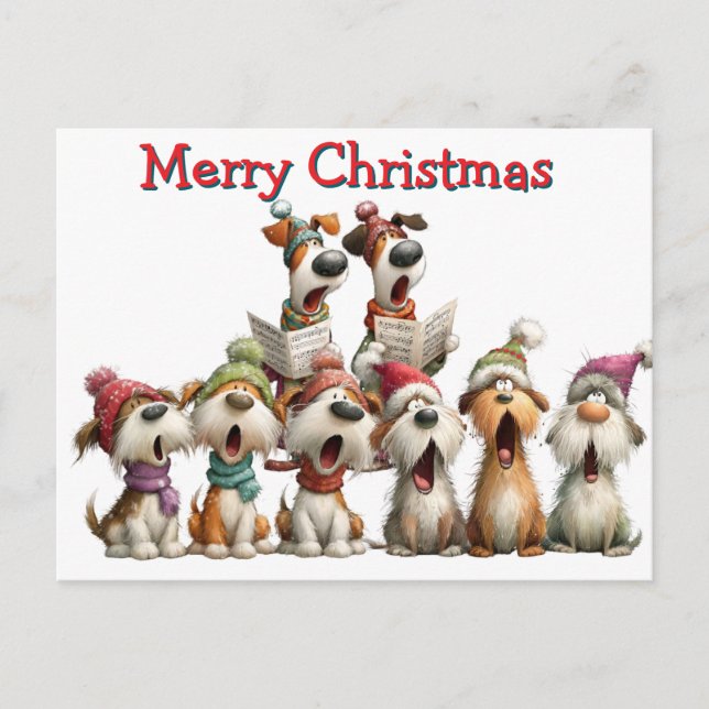 Christmas Dog Carolers Postcard (Front)