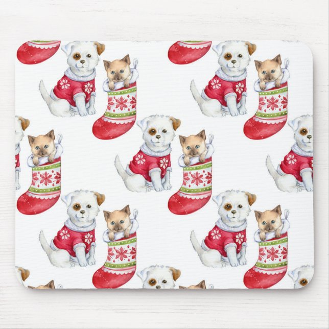 Christmas Dog & Cat Mouse Pad (Front)