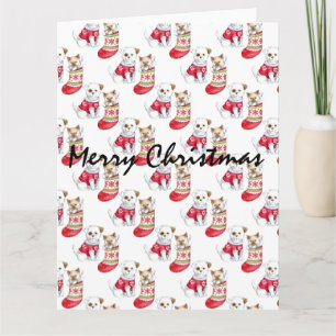 Christmas Dog & Cat Stockings Card
