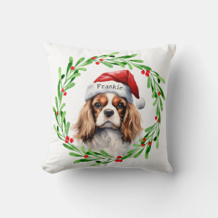 Christmas Dog Cavalier King Charles Spaniel Pet Throw Pillow