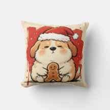 Christmas Dog Chinese Zodiac Throw Pillow