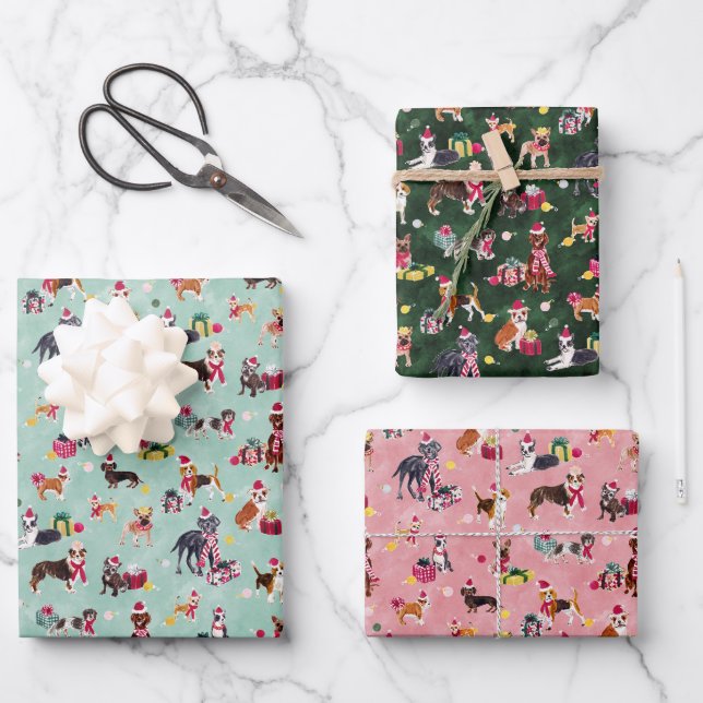 CHRISTMAS DOG CUTENESS WRAPPING PAPER SHEET (Front)