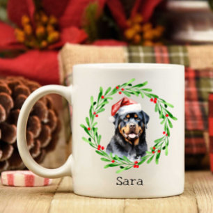 Christmas Dog Dachshund Santa Hat Holiday Coffee Mug