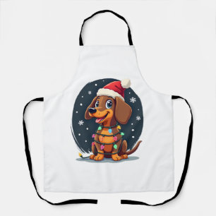 Christmas Dog Dachshund Santa Xmas Wiener 2 Apron