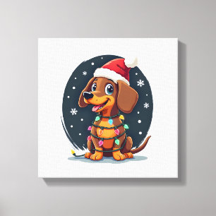Christmas Dog Dachshund Santa Xmas Wiener 2 Canvas Print