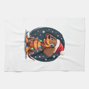 Christmas Dog Dachshund Santa Xmas Wiener 2 Kitchen Towel