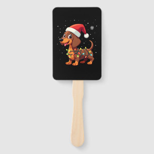 Christmas Dog Dachshund Santa Xmas Wiener 3 Hand Fan
