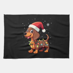 Christmas Dog Dachshund Santa Xmas Wiener 3 Kitchen Towel