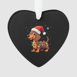 Christmas Dog Dachshund Santa Xmas Wiener 3 Ornament