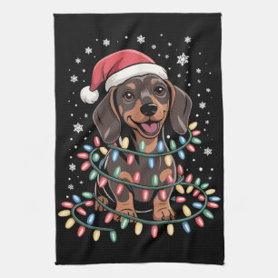 Christmas Dog Dachshund Santa Xmas Wiener Kitchen Towel