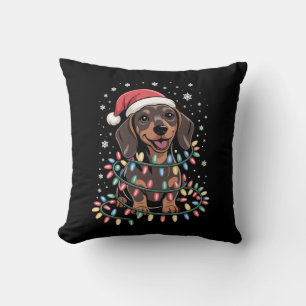 Christmas Dog Dachshund Santa Xmas Wiener Throw Pillow