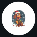Christmas Dog Dachshund Santa Xmas Wiener Women Me Classic Round Sticker<br><div class="desc">Christmas Dog Dachshund Santa Xmas Wiener Women Men Kids</div>