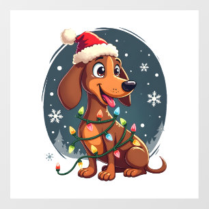 Christmas Dog Dachshund Santa Xmas Wiener Women Me Window Cling