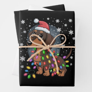 Christmas Dog Dachshund Santa Xmas Wiener Wrapping Paper Sheet