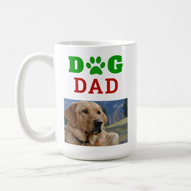 Christmas Dog Dad Paw Print Snowflake Photo Coffee Mug (Left)