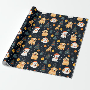 christmas dog dogs holiday christmas tree pattern  wrapping paper