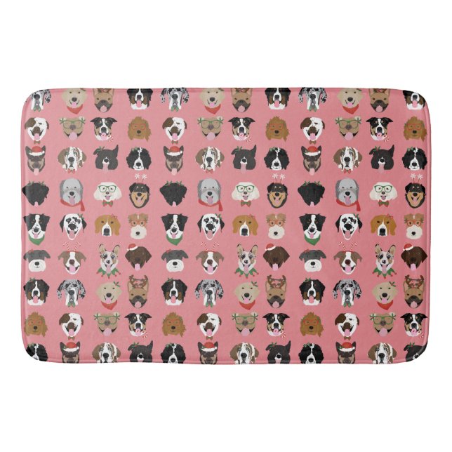 Christmas Dog Face Pattern Bath Mat (Front)