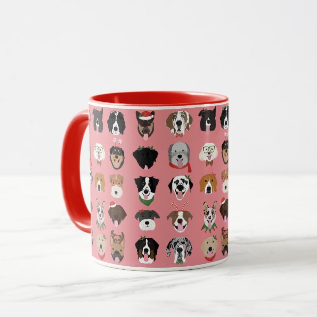 Christmas Dog Face Pattern Mug (Front Left)