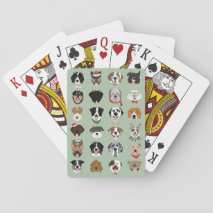 Christmas Dog Face Pattern Postcard Playing Cards