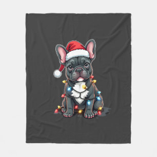 Christmas Dog French Bulldog Xmas Frenchie 3 Fleece Blanket