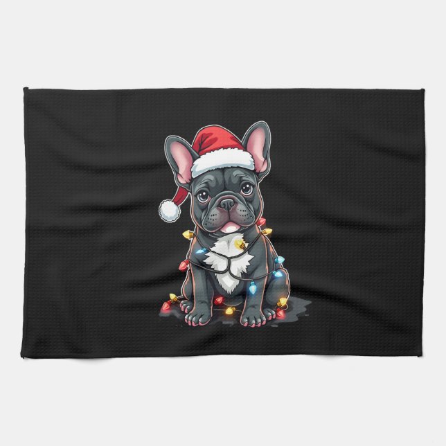 Christmas Dog French Bulldog Xmas Frenchie 3 Kitchen Towel (Horizontal)
