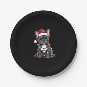 Christmas Dog French Bulldog Xmas Frenchie 3 Paper Plate